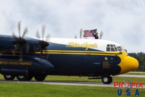 It might get windy soon..! The USMC's Fat Albert taxis to the runway to begin it's performance at the 2025 Brunswick Georgia airshow. Staff Sargent Colin Handlen (USMC) has opened the upper deck hatch and is seen waving to the crowd. Major Petko is seen in the right seat. Major Samuel Petko (USMC) Captain Isaac Becker (USMC) Major Josh Horman (USMC) Aircraft code: C130 Aircraft identifier: BERT10 Airport code(s): BQK, KBQK Photo Date: 5-17-2025