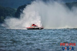 GP-71 "Miss Liberty" Competing at Lake Guntersville Alabama in the 2024 Hydrofest. The boat is driven by Andrew Tate. These boats are at powered by a 1,500 GM based blown engine making it capable of running up to 170mph.