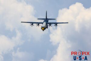 The Blue Angels' C-130 support aircraft "Fat Albert" is performing an "Assault Landing" at the 2025 Augusta Georgia airshow. Flight crew: Major Samuel Petko (USMC) Captain Isaac Becker (USMC) Major Josh Horman (USMC) Aircraft code: C130 Airport code(s): KAGS, AGS