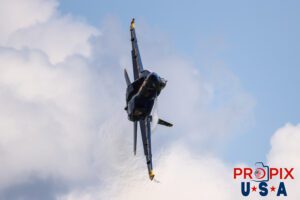 Blue Angel #5 was performing the "Opposing Minimum Radius Turn" with afterburners fully engaged. This was part of the performance at the 2025 Augusta Georgia airshow. #5 Commander Thomas Zimmerman (Lead Solo) Aircraft code: F18 Airport code(s): KAGS, AGS