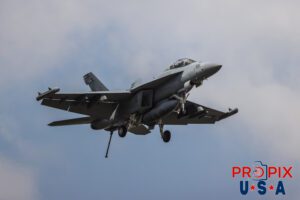 F-18 Super Hornet making a pass in front of the crowd with the landing gear and tail hook down. This demonstration flight was at the 2025 Sun N Fun airshow in Lakeland Florida. Aircraft code: F18 Airport code(s): KLAL, LAL