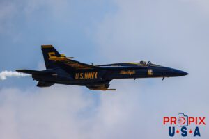 Set up for "Opposing horizontal rolls". Blue Angel #6 approaches show center where he will cross paths with solo #5 to perform "Opposing Horizontal Rolls" at the 2025 Augusta Georgia airshow. #6 Lieutenant Commander Connor O'Donnell (opposing Solo) Aircraft code: F18 Airport code(s): KAGS, AGS