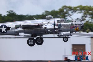 Emptying a WWII bomber was like a box of chocolates.. you never know what you're gonna get..! N9079Z 1944 North American B-25 Bomber "Panchito" taking off to perform in front of the crowd at the 2025 Sun N Fun airshow in Lakeland Florida. Captain Don Seiler commanding the aircraft. Aircraft code: B25 Airport code(s): KLAL, LAL