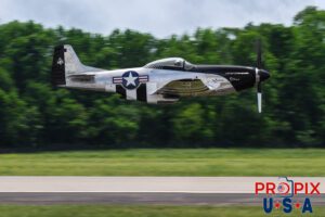 Low and fast. N51HY 1944 P-51 Mustang "Quick Silver" piloted by Scott "Scooter" Yoak performing a super low pass at the 2025 Augusta Georgia Airshow. Aircraft Code: P51 Airport Code(s): KAGS, AGS