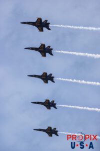 The Blue Angels are performing the "Line Abreast Flat Pass" at the 2025 Augusta Georgia Airshow. #1 Commander Adam Bryan (Commanding Officer) #2 Commander Jack Keilty (Right Wing) #3 Major Brandon Wilkins (Left Wing) #4 Lieutenant Commander Wes Perkins (Slot) #5 Commander Thomas Zimmerman (Lead Solo) Aircraft code: F18 Airport code(s): KAGS, AGS
