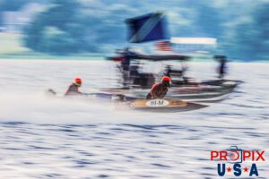 Amateur racers in boats 91-M and 696-M at the 2024 Lake Guntersville Alabama Hydrofest