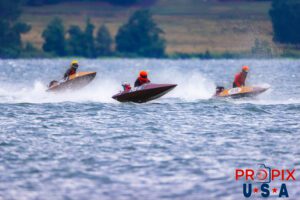 Amateur racers in boats 91-M, 145-M and 24J at the 2024 Lake Guntersville Alabama Hydrofest