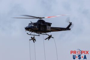 N412AD 2006 Bell Helicopter 412EP Georgia State Patrol demonstrating some of their capabilities at the 2025 Augusta Georgia airshow. Aircraft code: B412 Airport code(s): KAGS, AGS