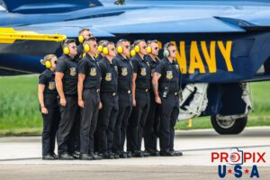 2025 Blue Angel Flight Line crew. Blue Angels flight line crew awaiting departure of the aircraft to start the show at the 2025 Brunswick Georgia airshow. Aircraft code: F18 Airport code(s): BQK, KBQK Photo date: 5-17-2025