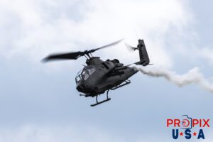 Apache helicopter doing a demonstration flight at the 2025 Augusta Georgia Airshow. Aircraft Code: AH64 Airport Code(s): KAGS, AGS