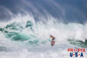 The North Shore's big wind and big waves. Big wind often helps big surfing waves develop on Oahu Hawaii's North Shore.