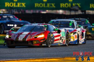 Brake check..! This Ferrari has a tail full of eager competitors vying for it's position at the 2025 Rolex 24 hours at Daytona.