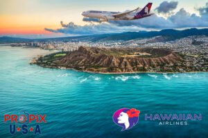 Arriving in Hawaii..! Hawaiian airlines passing by Diamondhead near Honolulu Oahu Hawaii.