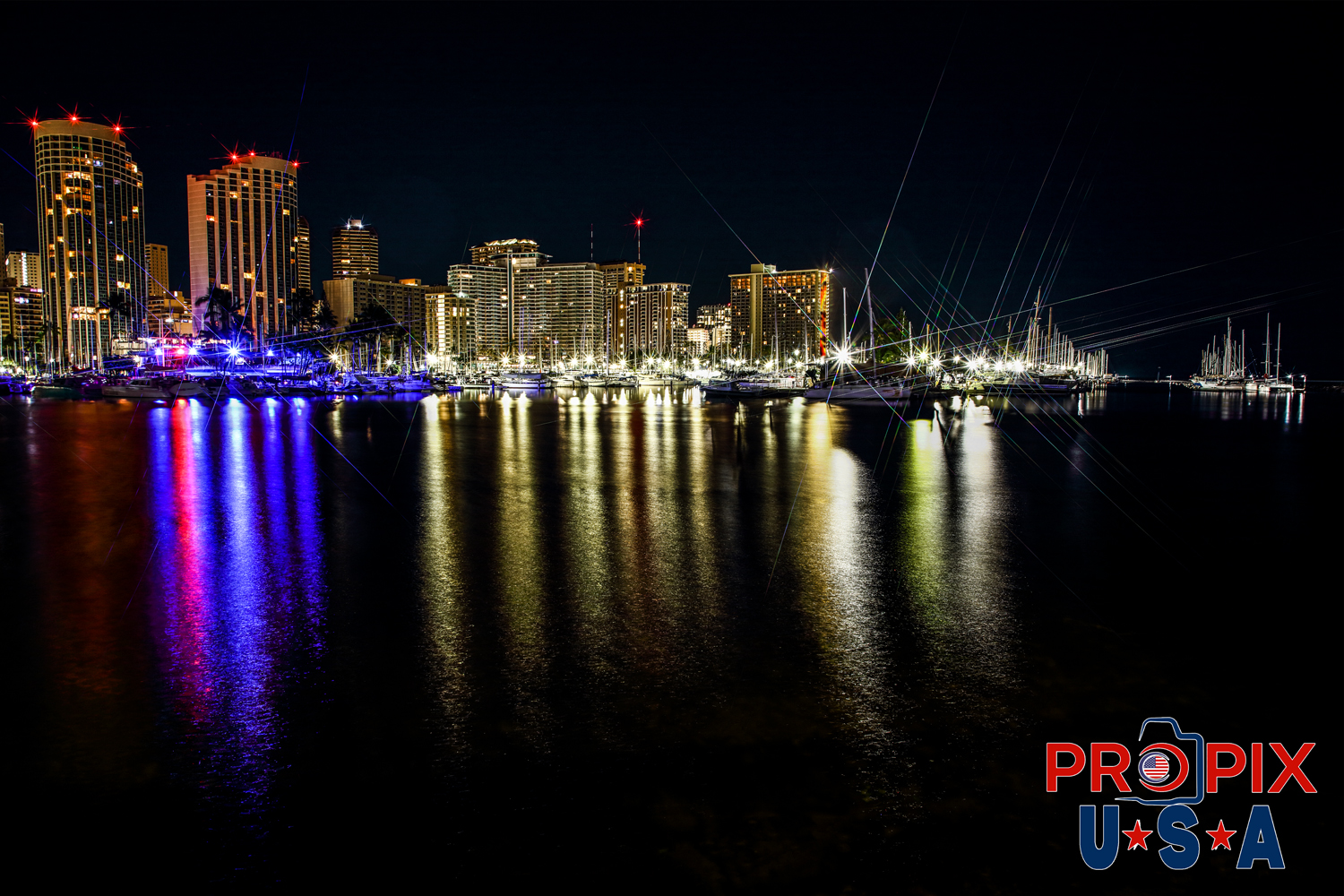 Hawaii Yacht Club & Waikiki beach area before Sunrise.
