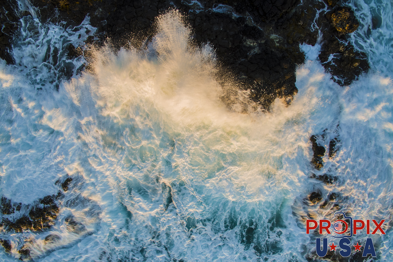 Waves crashing on the lava rocks at Makapu Point on Oahu Hawaii.
