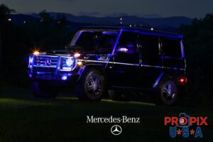 The G for you and me..! Mercedes G550 at dusk. Light paint