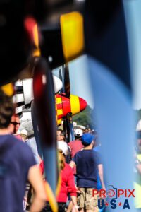 Aircraft noses and crowd in the Warbird display area of the 2017 Sun N Fun airshow in Lakeland Florida.