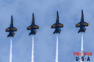 Blue Angels F-18 Hornets performing at the 2017 Sun N Fun airshow in Lakeland Florida. #1 Commander Ryan Bernacchi #2 Lt. Damon Kroes: Right Wing #3 Lt. Nate Scott: Left Wing #4 Lt. Lance Benson: Slot Aircraft code F18.