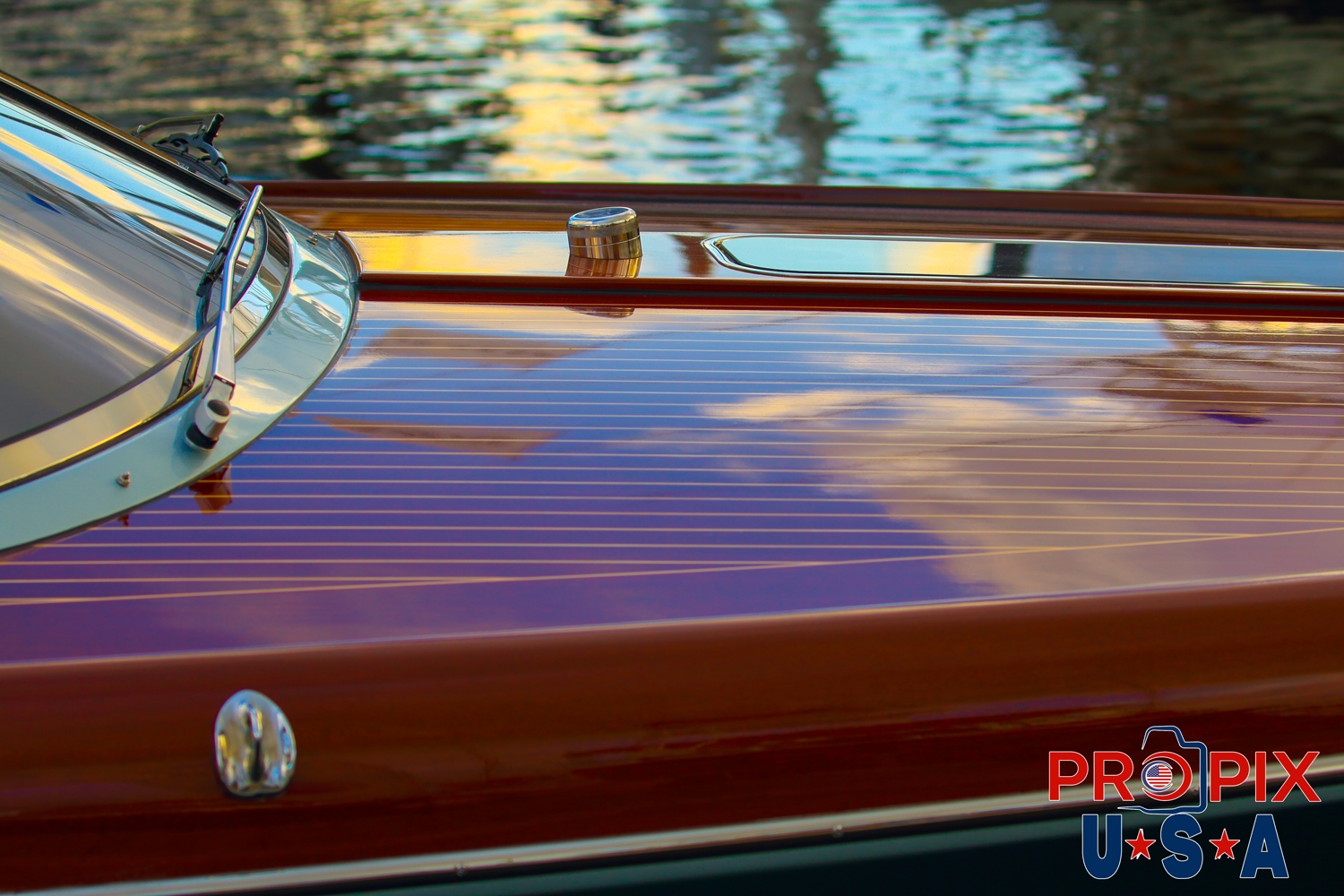 Bow of a mahogany boat