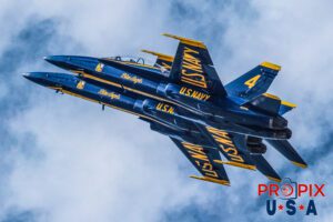 Blue Angels F-18 Hornets performing at the 2017 Sun N Fun airshow in Lakeland Florida. #3 Lt. Nate Scott: Left Wing #4 Lt. Lance Benson: Slot Aircraft code F18.