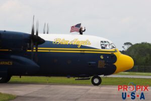 The USMC's Fat Albert taxis to the runway to begin it's performance at the 2025 Brunswick Georgia airshow. Staff Sargent Colin Handlen (USMC) has opened the upper deck hatch and is seen greeting the crowd. Major Petko can be seen in the right seat. Major Samuel Petko (USMC) Captain Isaac Becker (USMC) Major Josh Horman (USMC) Aircraft code: C130 Aircraft identifier: BERT10 Airport code(s): BQK, KBQK Photo Date: 5-17-2025