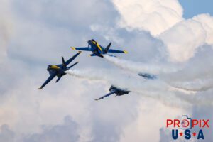 Breaking up isn't hard to do..! The Blue Angels are performing the "Diamond Low Break Cross" at the 2025 Smyrna Tennessee air show. #1 Commander Adam Bryan (Commanding Officer) #2 Commander Jack Keilty (Right Wing) #3 Major Brandon Wilkins (Left Wing) #4 Lieutenant Commander Wes Perkins (Slot) Aircraft code: F18 Airport code(s): MQY, KMQY Photo date: 6-8-2025