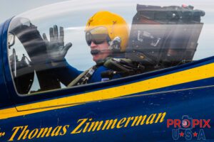 The Blue Angels were just starting to taxi for their performance at the 2025 Brunswick Georgia airshow. Commander Zimmerman waves at the crowd as he passes by. #5 Commander Thomas Zimmerman (Lead Solo) Aircraft code: F18 Airport code(s): BQK, KBQK Photo date: 5-17-2025