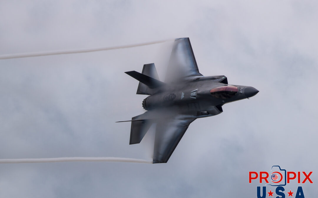 You can bank on that..! Major Melanie "Mach" Kluesner performing a high speed banking turn with vapor clouds forming around her F-35 at the 2025 Smyrna Tennessee airshow. Aircraft code: F35 Airport code(s): MQY, KMQY Photo date: 6-7-2025