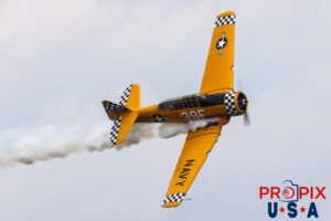 N3639F 1945 North American T-6 Texan performing at the 2025 Brunswick Georgia airshow with Jeff Shetterly piloting this WWII era aircraft. Aircraft code: T6 Airport code(s): BQK, KBQK Photo date: 5-18-2025