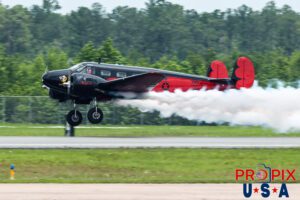 N9109R 1942 Beechcraft 18 piloted by Matt Younkin at the 2025 Brunswick Georgia airshow. Aircraft code: BE18 Airport code(s): BQK, KBQK Photo date: 5-18-2025