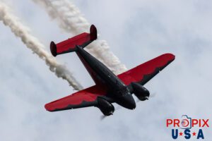 N9109R 1942 Beechcraft 18 piloted by Matt Younkin at the 2025 Brunswick Georgia airshow. Aircraft code: BE18 Airport code(s): BQK, KBQK Photo date: 5-18-2025