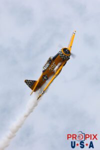N3639F 1945 North American T-6 Texan performing at the 2025 Brunswick Georgia airshow with Jeff Shetterly piloting this WWII era aircraft. Aircraft code: T6 Airport code(s): BQK, KBQK Photo date: 5-17-2025