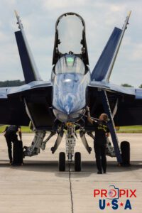 Take care of the machine and it'll take care of the boss.. Petty Officer and #1 Crew Chief Chelsea Kendrick performing a pre flight inspection of the #1 aircraft as the Blue Angels prepare to depart for their home base in Pensacola Florida at the conclusion of the 2025 Smyrna Tennessee air show. Aircraft code: F18 Airport code(s): MQY, KMQY Photo date: 6-8-2025