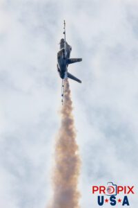Blue Angel Solo #5 completed the minimum turn radius and was exiting vertically. #5 Commander Thomas Zimmerman (Lead Solo) Aircraft code: F18 Airport code(s): BQK, KBQK Photo date: 5-17-2025