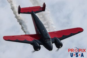 N9109R 1942 Beechcraft 18 piloted by Matt Younkin at the 2025 Brunswick Georgia airshow. Aircraft code: BE18 Airport code(s): BQK, KBQK Photo date: 5-18-2025