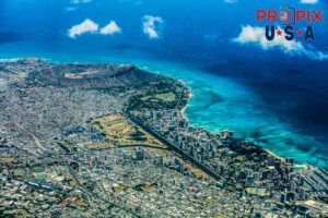 Aerial view of Honolulu Hawaii Oahu. Photo date: 6-22-2025