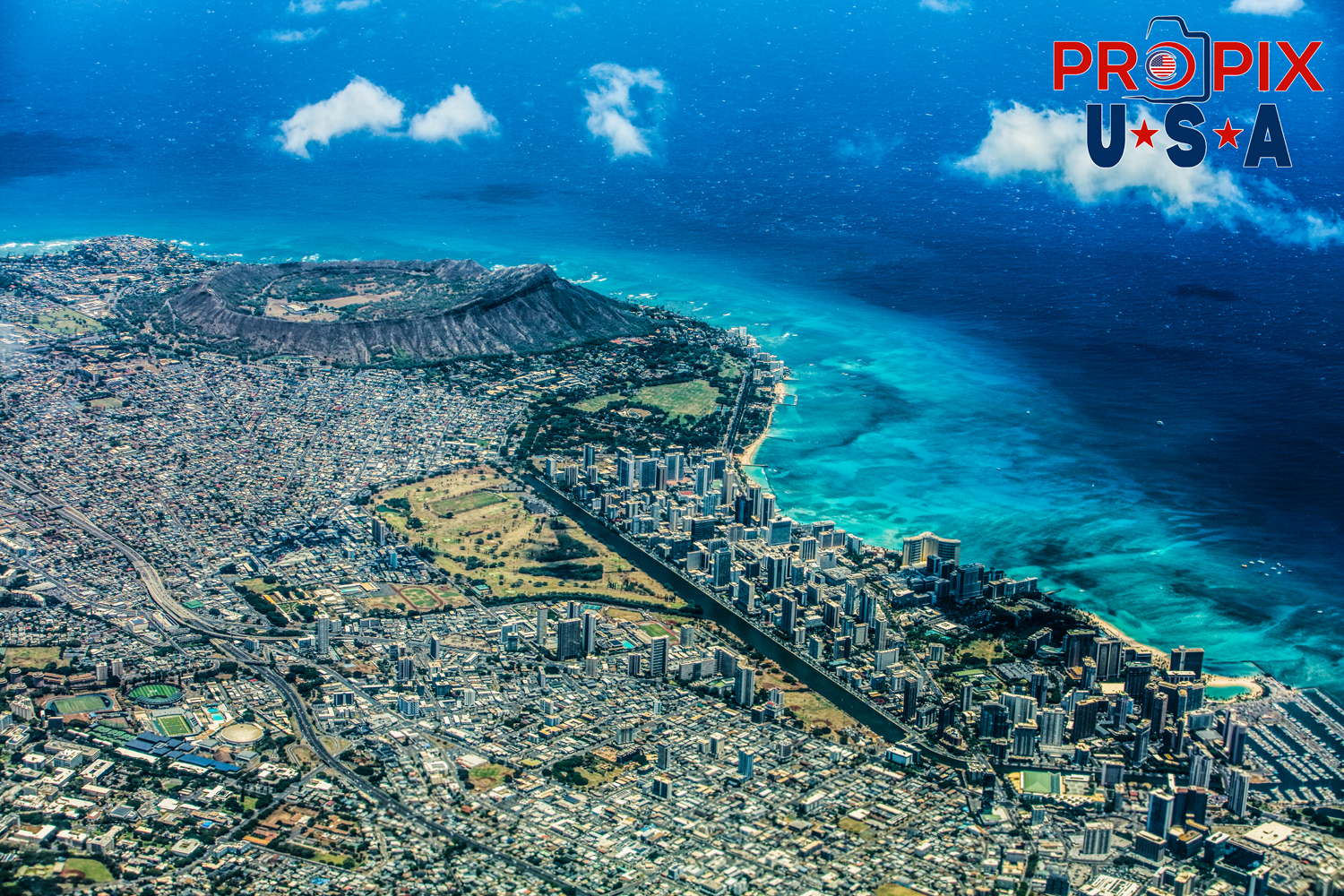 Aerial view of Honolulu Hawaii Oahu. Photo date: 6-22-2025