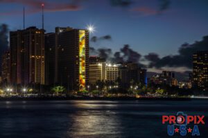 Hilton Hawaiian Villiage and Waikiki Oahu Hawaii at sunrise.