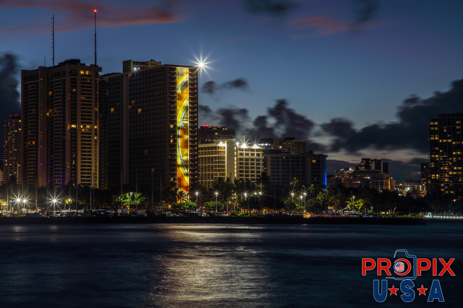 Hilton Hawaiian Villiage and Waikiki Oahu Hawaii at sunrise.