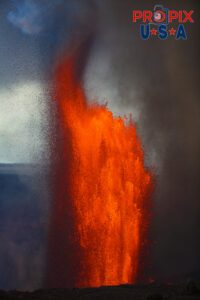The Devils finger. Kilauea volcano eruption on the big island of Hawaii on June 29th, 2025. The sound of the volcano erupting was similar to that of a jet engine and the heat was like you had just opened the oven door.
