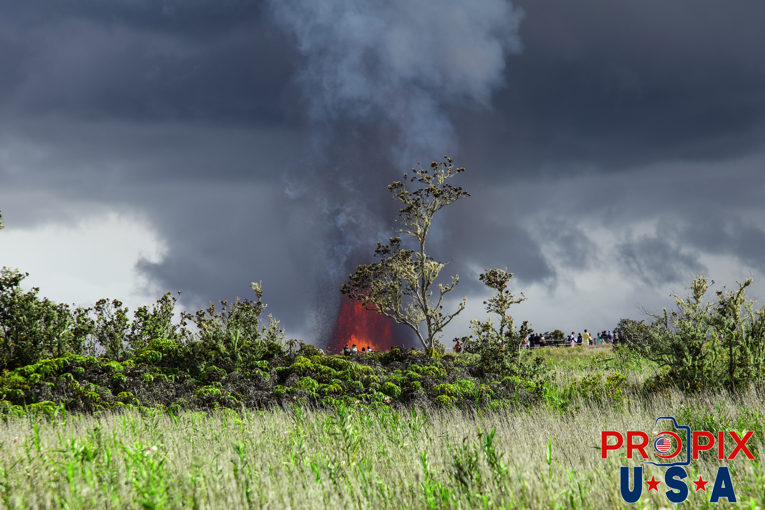 From several miles away, Kilauea volcano eruption on the big island of Hawaii on June 29th, 2025.
