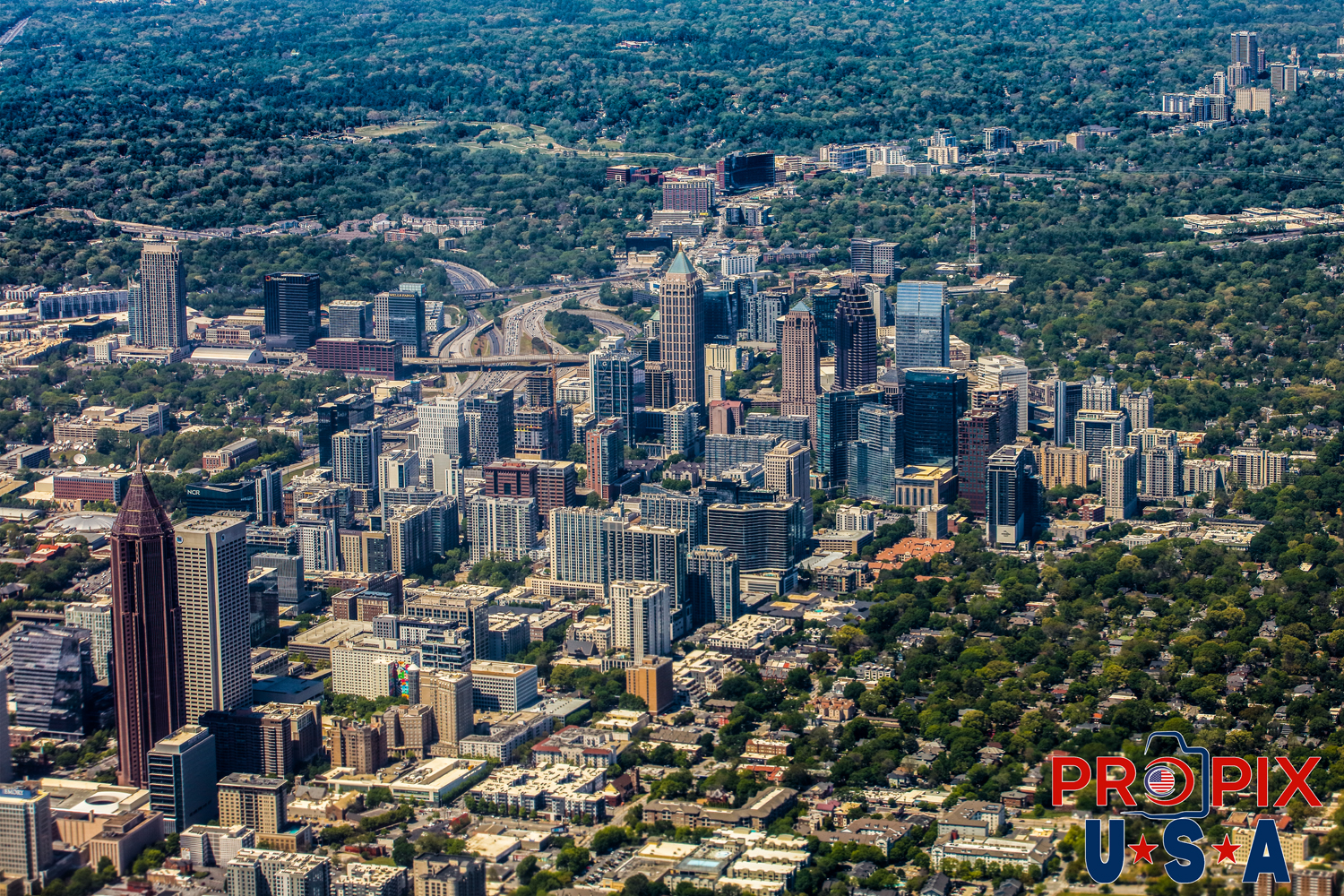 Aerial photo of Mid Town Atlanta Georgia . Photo date: 4-14-2025
