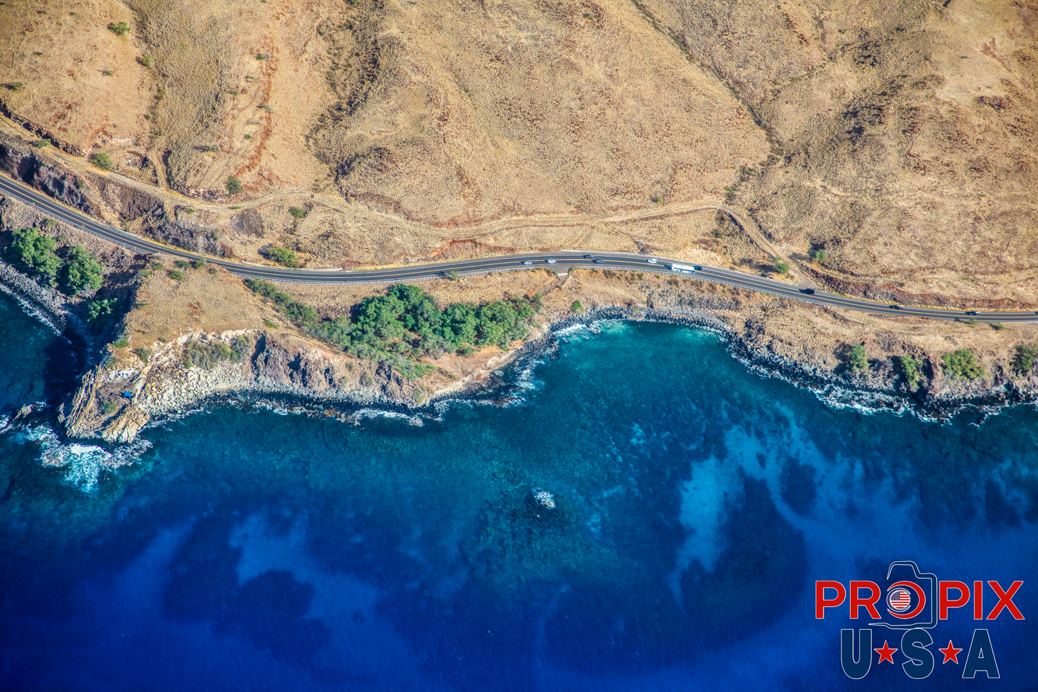Aerial photo of Maui Shoreline along the "Road to Lahaina" (HI-30) Honoapi'ilani Highway. Photo date: 10-6-2024