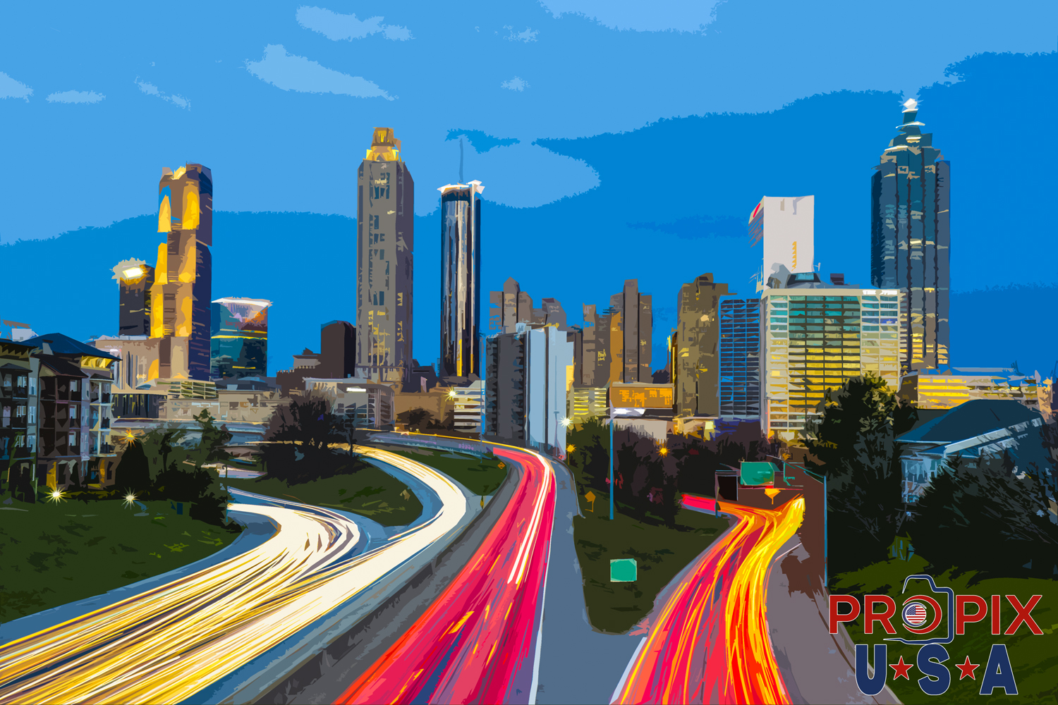 Jackson street bridge at sunrise in Atlanta Georgia art rendering
