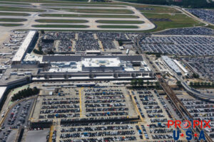 Aerial photo of Atlanta international airport main terminal Photo date: 6-7-2016