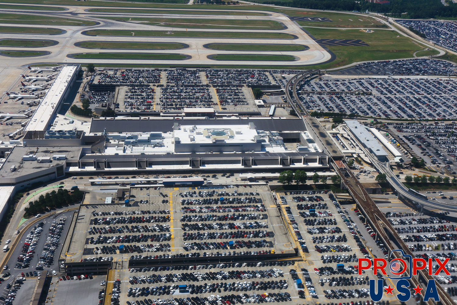 Aerial photo of Atlanta international airport main terminal Photo date: 6-7-2016