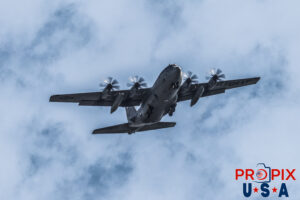 C130 USAF flying over PDK enroute to Dobbins AFB. PDK (KPDK) Peachtree Dekalb airport Atlanta Georgia Photo date: 4-4-2024 On this day winds were gusting up to 40 knots.
