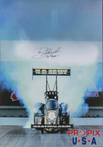 8x World Champion NHRA top fuel dragster driver Tony Schumacher signed NHRA burnout print