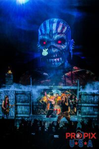 Iron Maiden performing during The Book of Sould World Tour. Bruce Dickinson: Vocals Steve Harris: Bass guitar Nicko McBrain: Drums Dave Murray: Guitar Janick Gers: Guitar And Eddie...