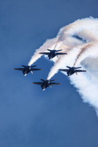 Blue Angels 2026 #1. Capt. Adam Bryan (Commanding Officer) #2. Lt. Cam Schneider (Right Wing) #3. Lt. Chris Houben (Left Wing) #4. Lt. Col. Brandon Wilkins (Slot) Performing the Fleur De Lis Boeing FA-18 Super Hornet Naval Air Station Meridian Mississippi Airport code(s) NMM, KNMM Photo Date: 3-28-2026
